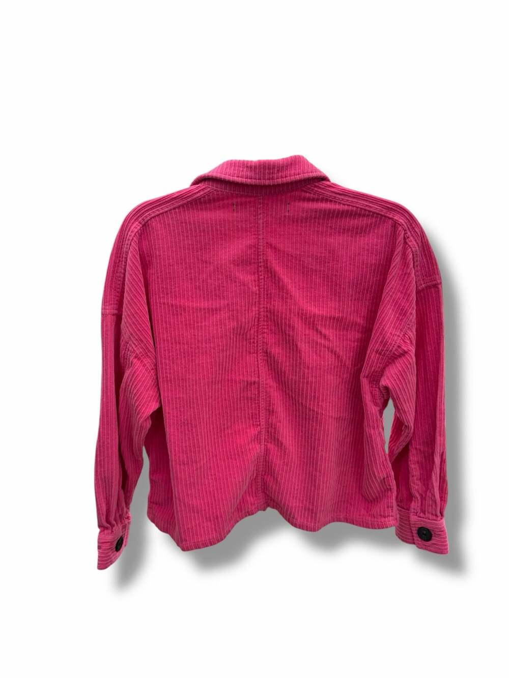 ZARA Hot Pink Cropped Corduroy Oversized Button Down Shacket - Picture 2 of 3